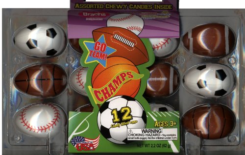 12 Sports Themed Easter Eggs Filled With Candy (baseball, Football, Basketball, Soccer) (Pack of 2) (24 Eggs Total) logo