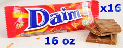 16 Bars Of Daim Milk Chocolate Crunchy Almond Center Caramel Bars logo