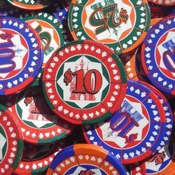 162 Chocolate Poker Casino Chips In Mesh Bags! logo