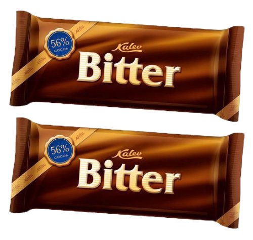 2 Pcs Bitter Kalev Exclusive Delicious Estonia Decent Dark Chocolate Bar 56% Cocoa logo