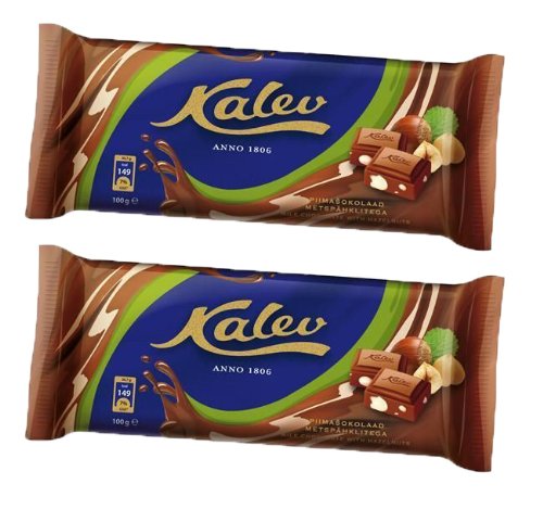 2 Pcs Exclusive Finest Delicious Estonia Kalev Milk Chocolate With Hazelnuts logo