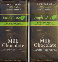 2 Trader Joe’s Simply Lite No Sugar Added Milk Chocolate Candy Bar logo