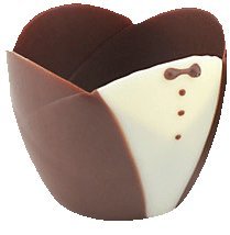 24pc Tulip Shaped Tuxedo Chocolate Cups. Certified Kosher-dairy Large Chocolate Shell logo