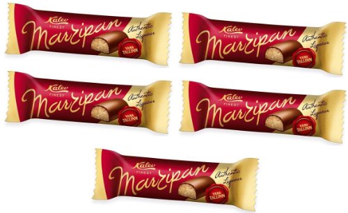 5 Bars Of Estonian Kalev Finest Marzipan Milk Chocolate Bar Vana Tallinn logo