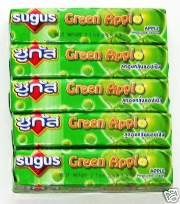 5 Pack Sugus Green Apple Wrigley’s Sweet Chewy Candy Made In Thailand logo