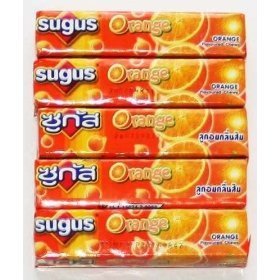 5 Pack Sugus Orange Wrigley’s Sweet Chewy Candy Made In Thailand By Sugus logo