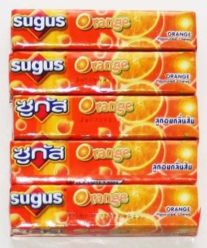 5 Pack Sugus Orange Wrigley’s Sweet Chewy Candy Made In Thailand logo