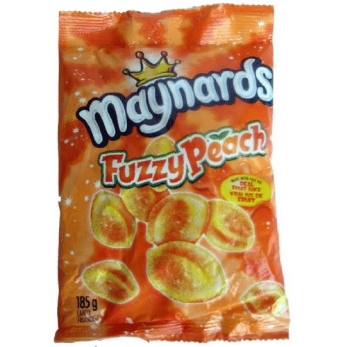 6 Box Of Maynards Fuzzy Peach Candy Made With Real Fruit Juice 100g Each Box, Made In Canada logo