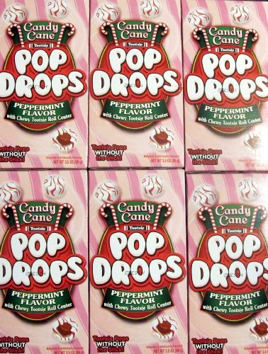 6 Boxes Candy Cane Tootsie Pop Drops Peppermint Flavor logo