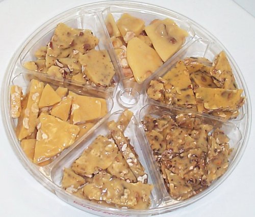 6 Pack of Assorted Brittle-peanut, Pecan, Hazelnut, Macadamia Nut, Almond, & Walnut logo