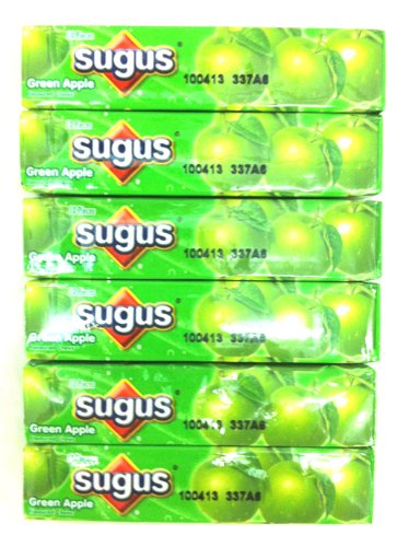 6 Sugus Chewy Candy Candies Bar Green Apple Flavor Sweet & Sour Product Of Thailand logo