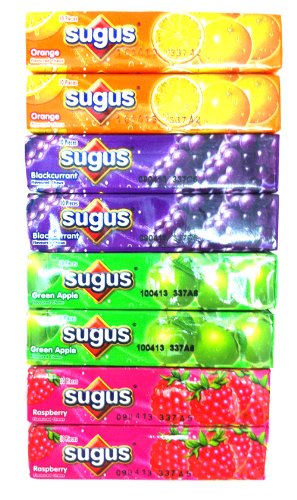 6 Sugus Chewy Candy Candies Bar Mix Flavor Orange Raspberry, Green Apple & Grape From Thailand logo