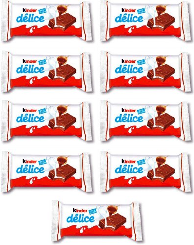 9 Bars Of Kinder Delice Milk Soft Sponge Cake Covered Crisp Chocolate! logo