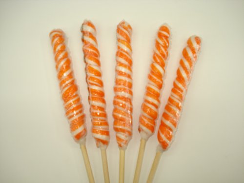 9 Inch Twist Lollipops 12 Units 1oz Orange & White logo