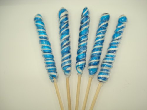 9 Inch Twist Whirly Lollipops 12 Units 1oz Dark Blue & White logo