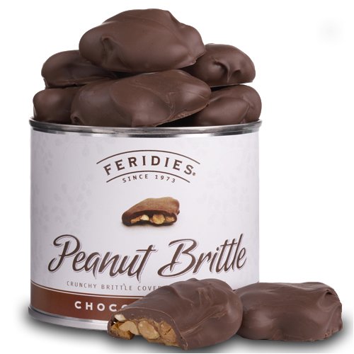 9 Oz Can Chocolate Covered Peanut Brittle logo