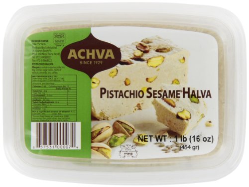 Achva Pistachio Sesame Havla, 16 ounce Containers Pack of 12 logo