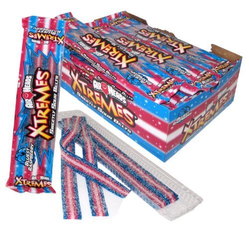 Airheads Extremes Sweetly Sour Belts Bluest Raspberry 18pk logo