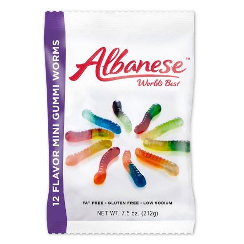 Albanese 12 Flavor Gummi Mini Worms, 7.5 Ounce, Pack of 12 logo