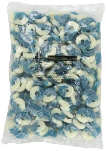 Albanese Blue Raspberry Blue, white, Gummi Rings, 4.5 Pound Bags, Pack of 2 logo