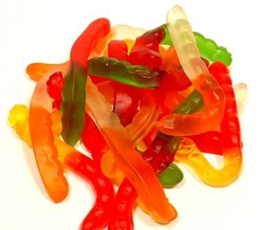 Albanese Confectionery 50102 case Assorted Wild Fruit Gummi Worms, 20 Lb Case logo