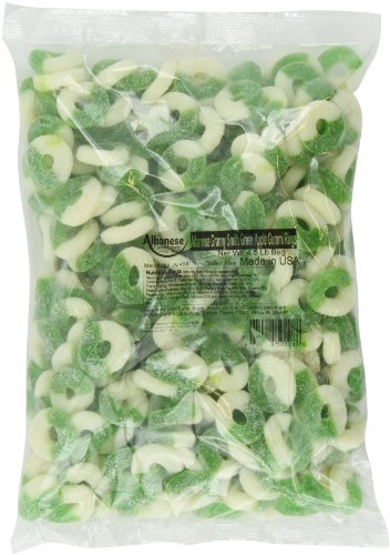 Albanese Confectionery Gummi Ring Sour Apple Green & White, 4.5 Pound logo