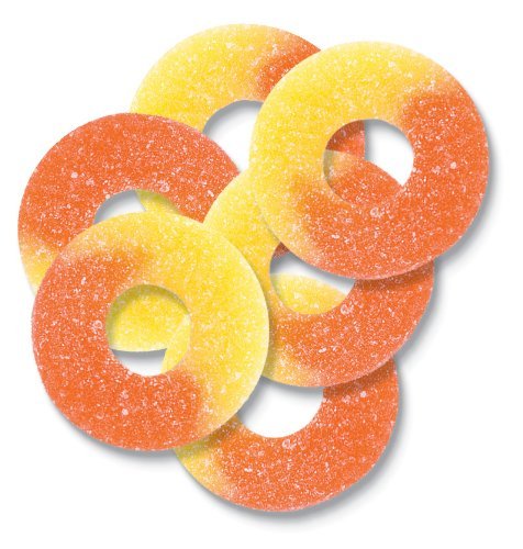 Albanese Passionate Peach Gummi Rings, 1lb Resealable Tub logo