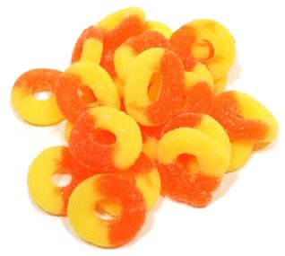 Albanese Peach Gummi Rings, 1.5 Lb logo