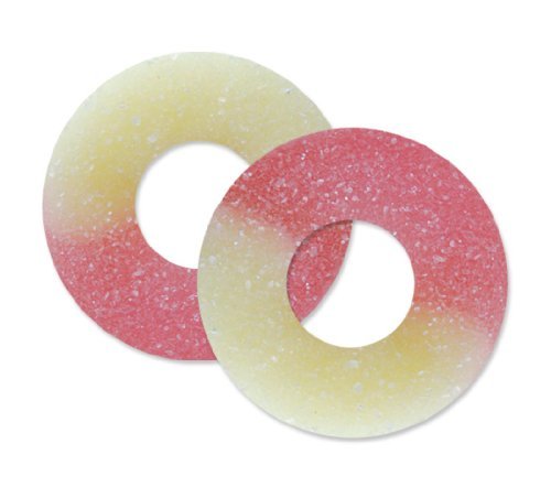 Albanese Strawberry Banana Gummi Rings, 1lb Resealable Tub logo