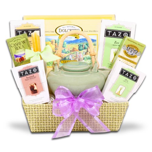 Alder Creek Zen Tea Tray Gift Basket Ceramic Tea Pot Wonderful Calming Springtime Zen Tea Gift Set Paper Material (fg04042) logo
