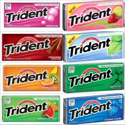 All American Gum Assortment – Trident Gum – 3 Each / 24 Packs- Ez-ship Pack logo