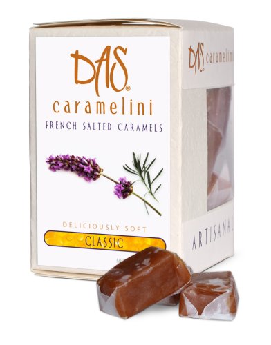 All Natural Fleur De Sel Caramels- Classic Lavender, 4 Oz Box logo