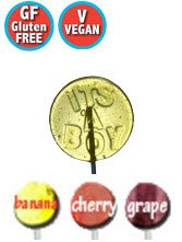 All Natural, Gluten Free, Vegan It’s A Boy Lollipop logo