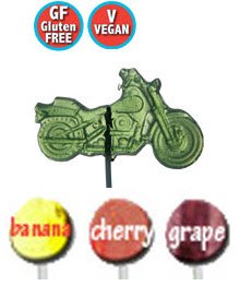 All Natural, Gluten Free, Vegan Motorcycle Lollipop logo