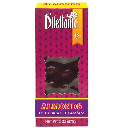 Almonds In Premium Milk Chocolate – 2oz Box – By Dilettante (Pack of 12) logo