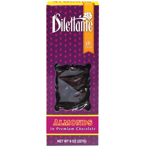 Almonds In Premium Milk Chocolate – 8oz Box – By Dilettante (Pack of 4) logo