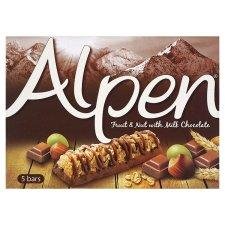 Alpen Fruit and Nut With Chocolate Cereal 5 Bars 29 Gram, Pake Of 6 logo