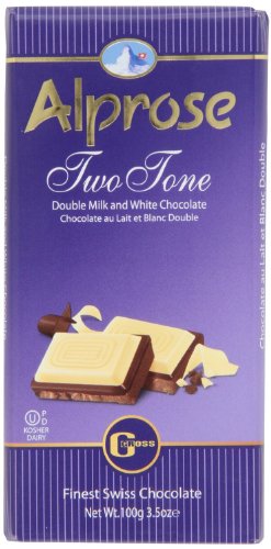 Alprose Two Tone Double Milk and White Chocolate 3.5 Oz / 100 G (Pack of 20) logo