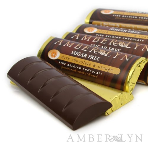 Amber Lyn Chocolates, Sugar Free, Dark Orange Chocolate, 24 Bars logo