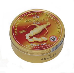 American Ginseng Root Candy – Gold Tin -120 Grm logo