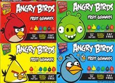 Angry Birds Fruit Gummies Combo Case, 3.5oz 12 Pack, 3 Each of Green, Yellow, Red & Blue logo