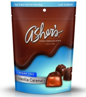 Ashers Sugar Free Vanilla Caramels 3.0 Ounce Bag (Pack of 12) logo