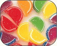 Assorted Mini Fruit Jell Slices: Unwrapped 5lb Box logo