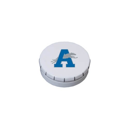 Assumption White Round Peppermint Clicker Tin ‘official Logo’ logo