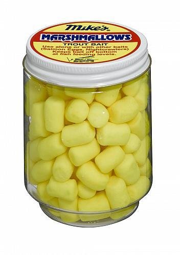 Atlas Mike’s Jar Of Glow Cheese Marshmallow Salmon Fishing Bait Eggs, Yellow logo