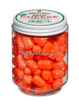Atlas Mike’s Jar Of Siberian Cheese Glitter Marshmallow Salmon Fishing Bait Eggs, Orange logo