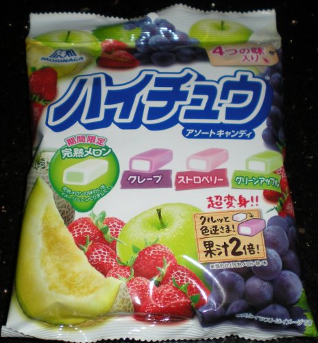 Authentic Japanese Morinaga Hi-chew Assortment Bag 4 Fruit Flavors Grape Strawberry Green Apple Melon Made In Japan logo