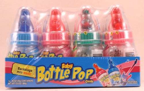 Baby Bottle Pop Candy 5 Watermelon,6 Strawberry,5 Raspberry (16-.85oz Container – Total 13.6) logo