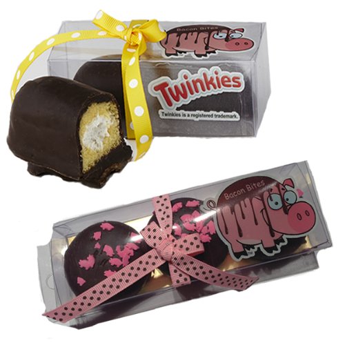 Bacon Chocolate Covered Oreos & Twinkie Combo Gift Set – Twinkies & Oreo Cookies Dipped In Dark Chocolate logo