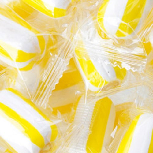 Banana Sassy Cylinders Yellow & White Striped Candy 5lb Bag logo